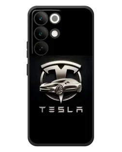 Чехол для Realme C85 Pro с картинкой «Tesla — серебристое авто»