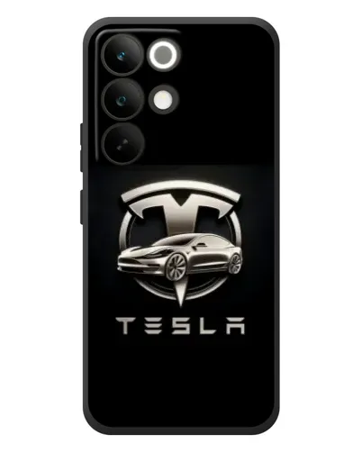 Чехол для Realme C85 Pro с картинкой «Tesla — серебристое авто»