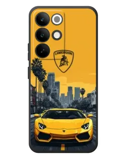 Чехол для Realme C85 Pro с картинкой «Желтый Lamborghini город»