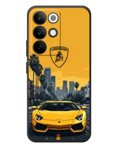 Чехол для Realme C85 Pro с картинкой «Желтый Lamborghini город» Чехол для Realme C85 Pro с картинкой «Желтый Lamborghini город»