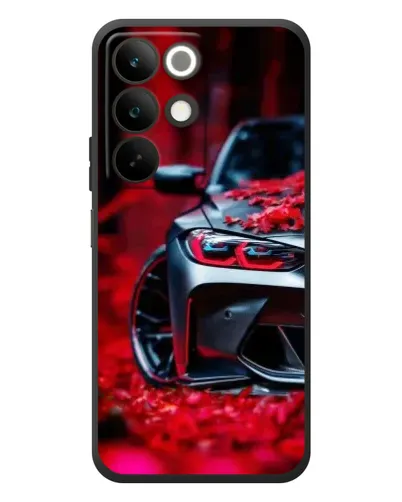 Чехол для Realme C85 с картинкой «Спортивная BMW и цветы»
