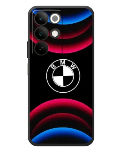 Чехол для Realme C85 с картинкой «Логотип BMW и неоновые дуги»