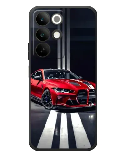 Чехол для Realme C85 с картинкой «Красная BMW на дороге»