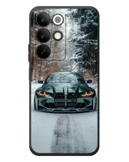 Чехол для Realme C85 с картинкой «BMW в зимнем лесу»