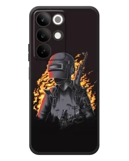 Чехол для Realme C85 с картинкой «PUBG — огненный силуэт»