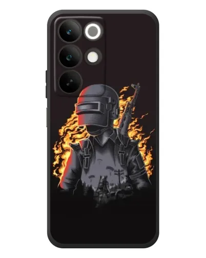 Чехол для Realme C85 с картинкой «PUBG — огненный силуэт»