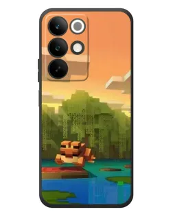 Чехол для Realme C85 с картинкой «Майнкрафт закат солнца»