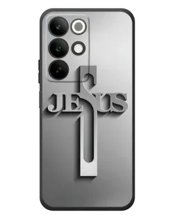Чехол для Realme C85 с картинкой «Металлический крест Jesus»
