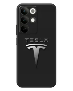Чехол для Realme C85 с картинкой «Стальной логотип Tesla»