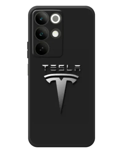Чехол для Realme C85 с картинкой «Стальной логотип Tesla»