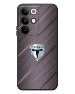 Чехол для Realme C85 с картинкой «Металлическая текстура Tesla»