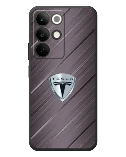 Чехол для Realme C85 с картинкой «Металлическая текстура Tesla»