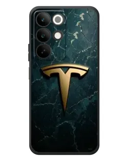 Чехол для Realme C85 с картинкой «Мраморная Tesla Gold»