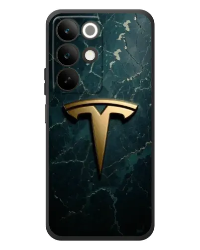 Чехол для Realme C85 с картинкой «Мраморная Tesla Gold»