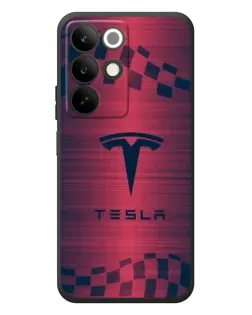Чехол для Realme C85 с картинкой «Тесла красный карбон»