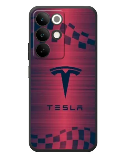 Чехол для Realme C85 с картинкой «Тесла красный карбон»