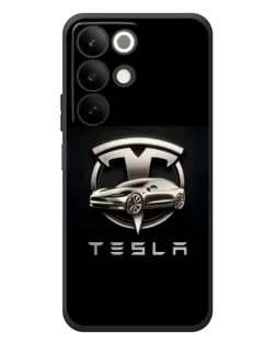 Чехол для Realme C85 с картинкой «Tesla — серебристое авто»