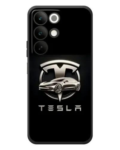 Чехол для Realme C85 с картинкой «Tesla — серебристое авто»