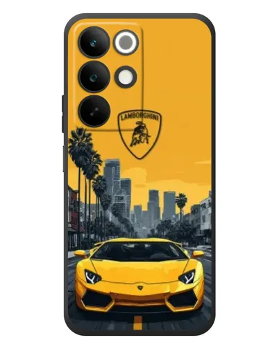 Чехол для Realme C85 с картинкой «Желтый Lamborghini город»