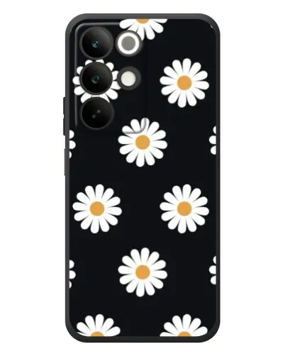 Чехол для Realme C85 с картинкой «Ромашки на черном»