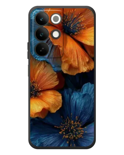 Чехол для Realme C85 с картинкой «Яркая сине-оранжевая флора» Чехол для Realme C85 с картинкой «Яркая сине-оранжевая флора»