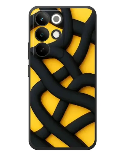 Чехол для Realme C85 с картинкой «Черное желтое переплетение»