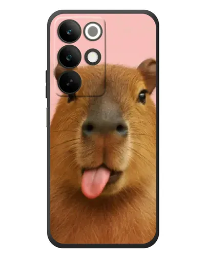 Чехол для Realme C85 с картинкой «Капибара с языком»
