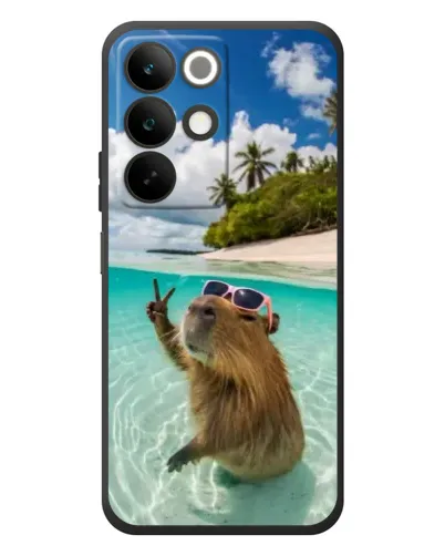 Чехол для Realme C85 с картинкой «Капибара на море»