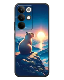 Чехол для Realme C85 с картинкой «Закат солнца с капибарой»