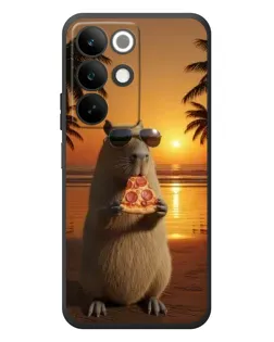 Чехол для Realme C85 с картинкой «Капибара с пиццей»