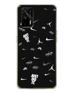 Чохол для Realme GT 5G з картинкою «Nike Black Pattern»