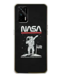 Чехол для Realme GT 5G с картинкой «NASA — шагаем по Луне»