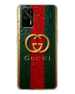 Чехол для Realme GT 5G с картинкой «Gucci — фирменная полоса и золото»