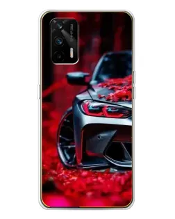 Чехол для Realme GT 5G с картинкой «Спортивная BMW и цветы»