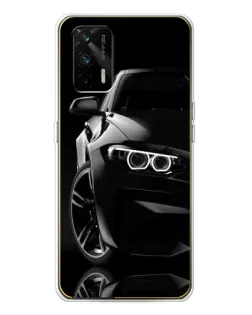 Чехол для Realme GT 5G с картинкой «Черная BMW — профиль»