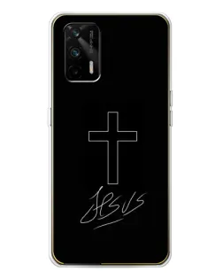 Чехол для Realme GT 5G с картинкой «Графический крест Jesus»
