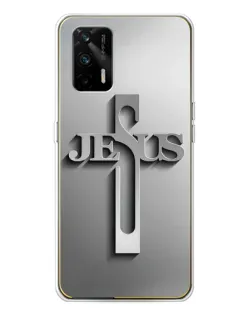 Чехол для Realme GT 5G с картинкой «Металлический крест Jesus»