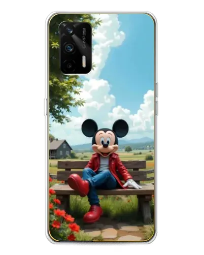 Чехол для Realme GT 5G с картинкой «Микки на скамейке»