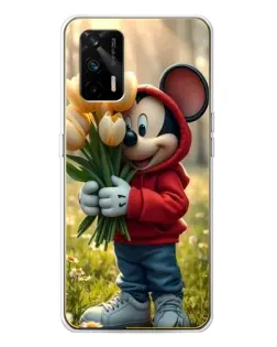 Чехол для Realme GT 5G с картинкой «Микки с тюльпанами»