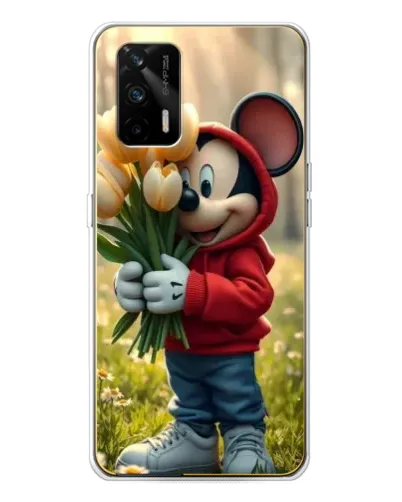 Чехол для Realme GT 5G с картинкой «Микки с тюльпанами»
