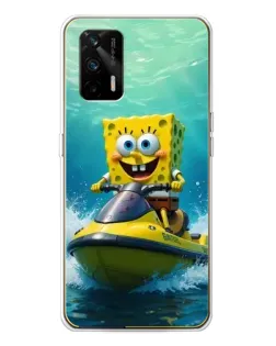 Чехол для Realme GT 5G с картинкой «Спанч Боб на гидроцикле»