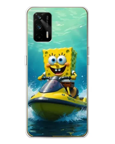 Чехол для Realme GT 5G с картинкой «Спанч Боб на гидроцикле»