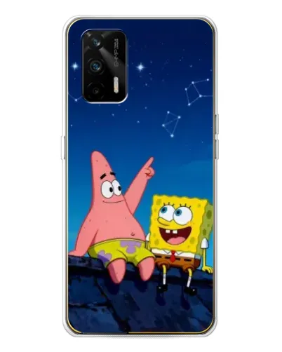 Чехол для Realme GT 5G с картинкой «Губка Боб и Патрик ночью»