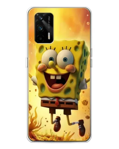 Чехол для Realme GT 5G с картинкой «Губка Боб прыгает»