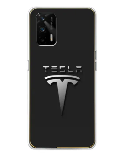 Чохол для Realme GT 5G з картинкою «Сталевий логотип Tesla»