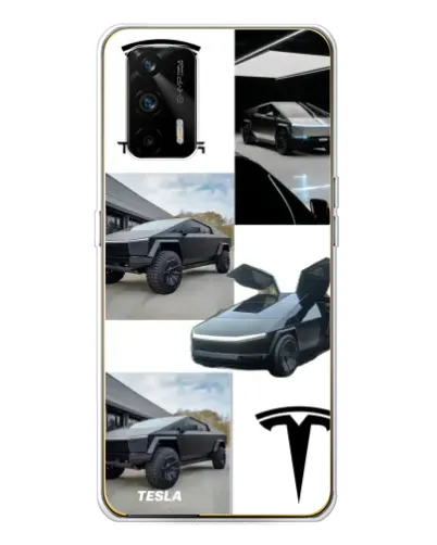 Чохол для Realme GT 5G з картинкою «Колаж Cybertruck Tesla»
