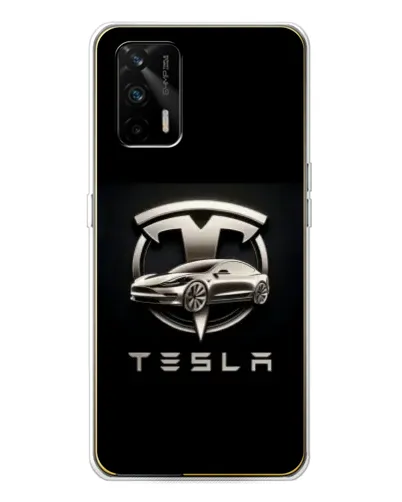 Чохол для Realme GT 5G з картинкою «Tesla — срібне авто»