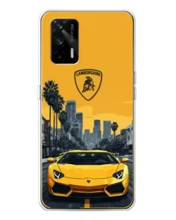 Чехол для Realme GT 5G с картинкой «Желтый Lamborghini город»
