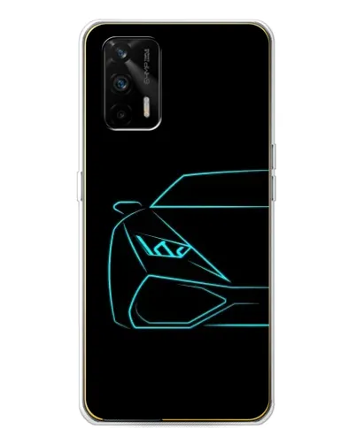 Чехол для Realme GT 5G с картинкой «Голубой силуэт Lamborghini»