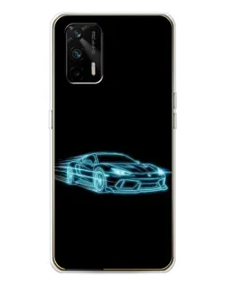 Чехол для Realme GT 5G с картинкой «Неоновый контур Lamborghini»